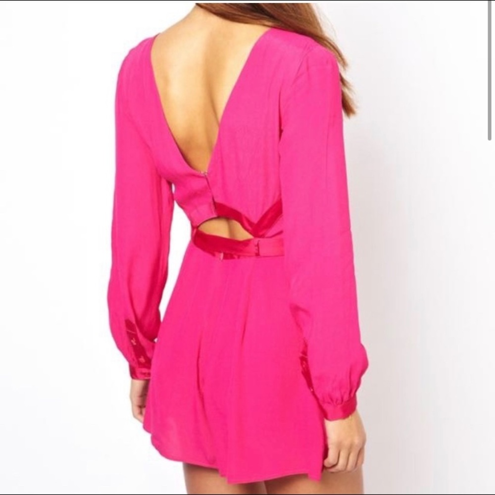 Finders Keepers The Lovers Hot Pink V Neck Romper